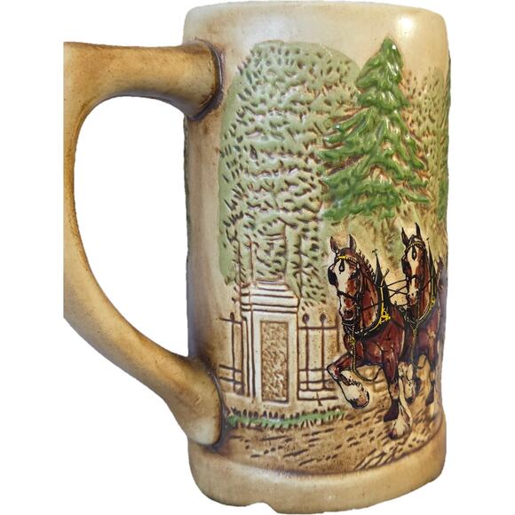 Vtg 1976 Budweiser Champion Clydesdales Horse Holiday Stein EUC - Picture 6 of 10